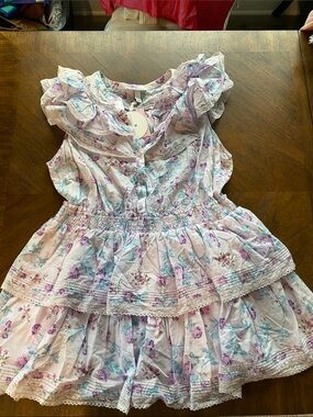 Lilac Floral Ruffle-Tier Midi Dress